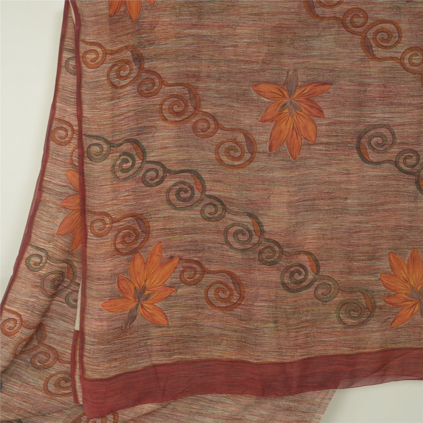 Sanskriti Vintage Indian Sarees Pure Georgette Silk Printed Sari Craft Fabric