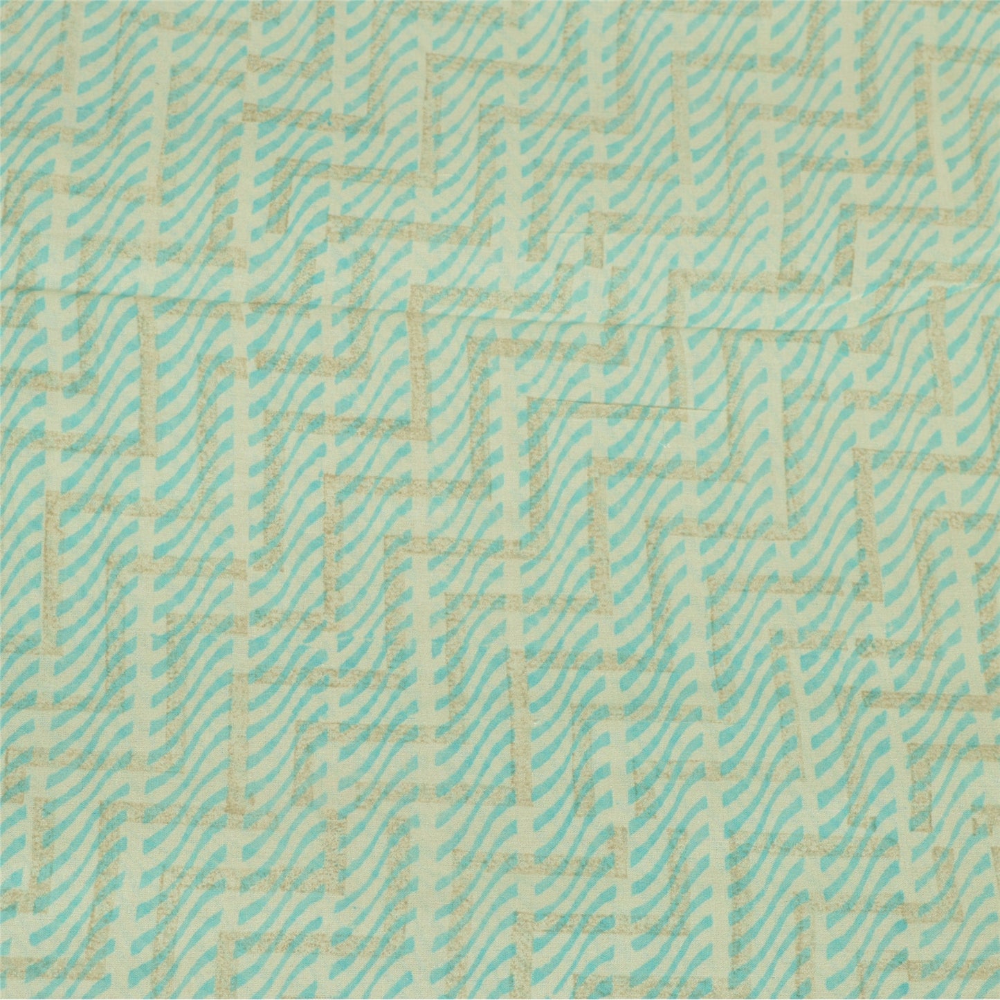 Sanskriti Vintage Sarees Sea-Green Pure Georgette Printed Sari 5+YD Craft Fabric