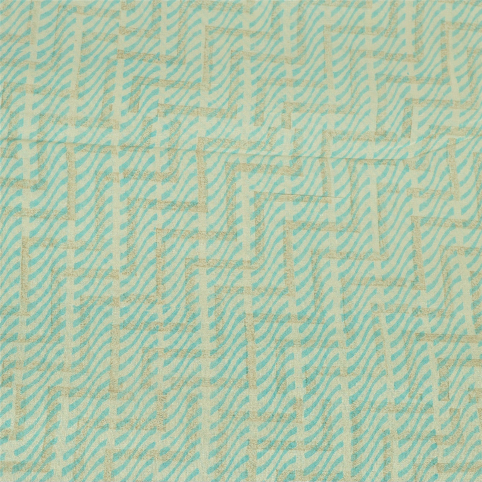 Sanskriti Vintage Sarees Sea-Green Pure Georgette Printed Sari 5+YD Craft Fabric