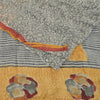 Sanskriti Vintage Sarees Yellow/Gray Pure Georgette Printed Sari Craft Fabric