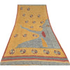 Sanskriti Vintage Sarees Yellow/Gray Pure Georgette Printed Sari Craft Fabric