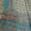 Sanskriti Vintage Sarees Ivory/Blue Pure Chiffon Silk Printed Sari Craft Sustainable Fabric