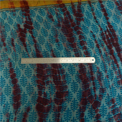 Sanskriti Vintage Sarees Blue Tie-Dye Pure Georgette Silk Sari 5yd Craft Sustainable Fabric