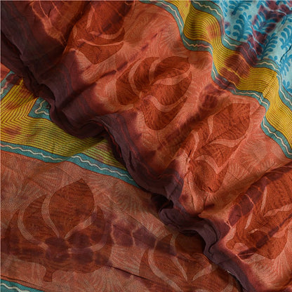 Sanskriti Vintage Sarees Blue Tie-Dye Pure Georgette Silk Sari 5yd Craft Sustainable Fabric