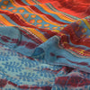 Sanskriti Vintage Sarees Blue Tie-Dye Pure Georgette Silk Sari 5yd Craft Sustainable Fabric