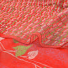 Sanskriti Vintage Sarees Rød/Pink Håndperle Ren Chiffon Silke Trykt Sari Bæredygtigt Stof