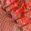 Sanskriti Vintage Sarees Rød/Pink Håndperle Ren Chiffon Silke Trykt Sari Bæredygtigt Stof