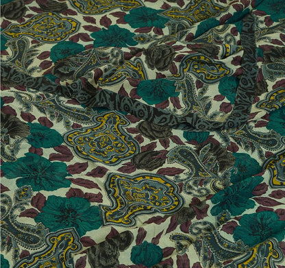 Sanskriti Vintage Sarees Multi Pure Georgette Silk Printed Sari 5yd Craft Sustainable Fabric