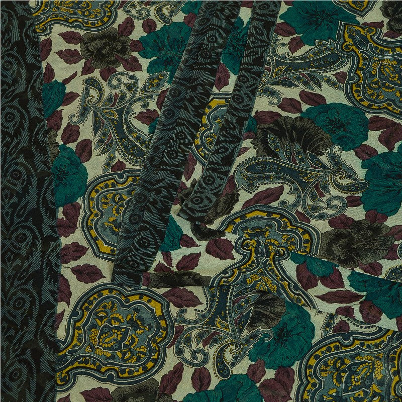 Sanskriti Vintage Sarees Multi Pure Georgette Silk Printed Sari 5yd Craft Sustainable Fabric