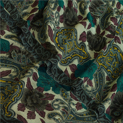 Sanskriti Vintage Sarees Multi Pure Georgette Silk Printed Sari 5yd Craft Sustainable Fabric