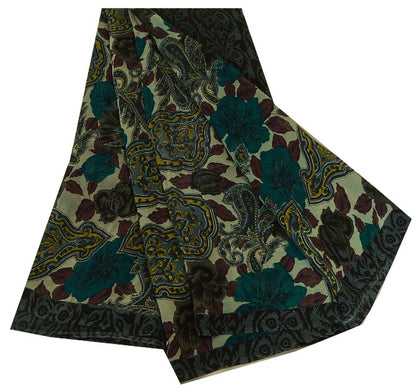 Sanskriti Vintage Sarees Multi Pure Georgette Silk Printed Sari 5yd Craft Sustainable Fabric