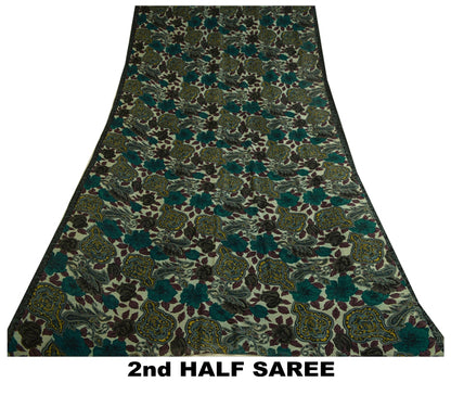 Sanskriti Vintage Sarees Multi Pure Georgette Silk Printed Sari 5yd Craft Sustainable Fabric
