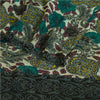 Sanskriti Vintage Sarees Multi Pure Georgette Silk Printed Sari 5yd Craft Sustainable Fabric