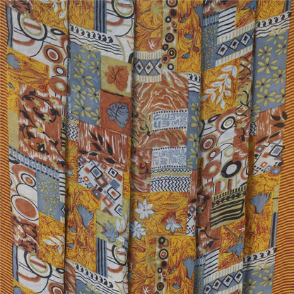 Sanskriti Vintage Sarees Multi Pure Georgette Silk Printed Sari 5yd Craft Fabric