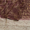 Sanskriti Vintage Sarees Indian Brown Pure Chiffon Silk Print Sari Craft Sustainable Fabric