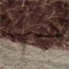 Sanskriti Vintage Sarees Indian Brown Pure Chiffon Silk Print Sari Craft Sustainable Fabric