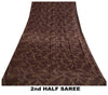 Sanskriti Vintage Sarees Indian Brown Pure Chiffon Silk Print Sari Craft Sustainable Fabric