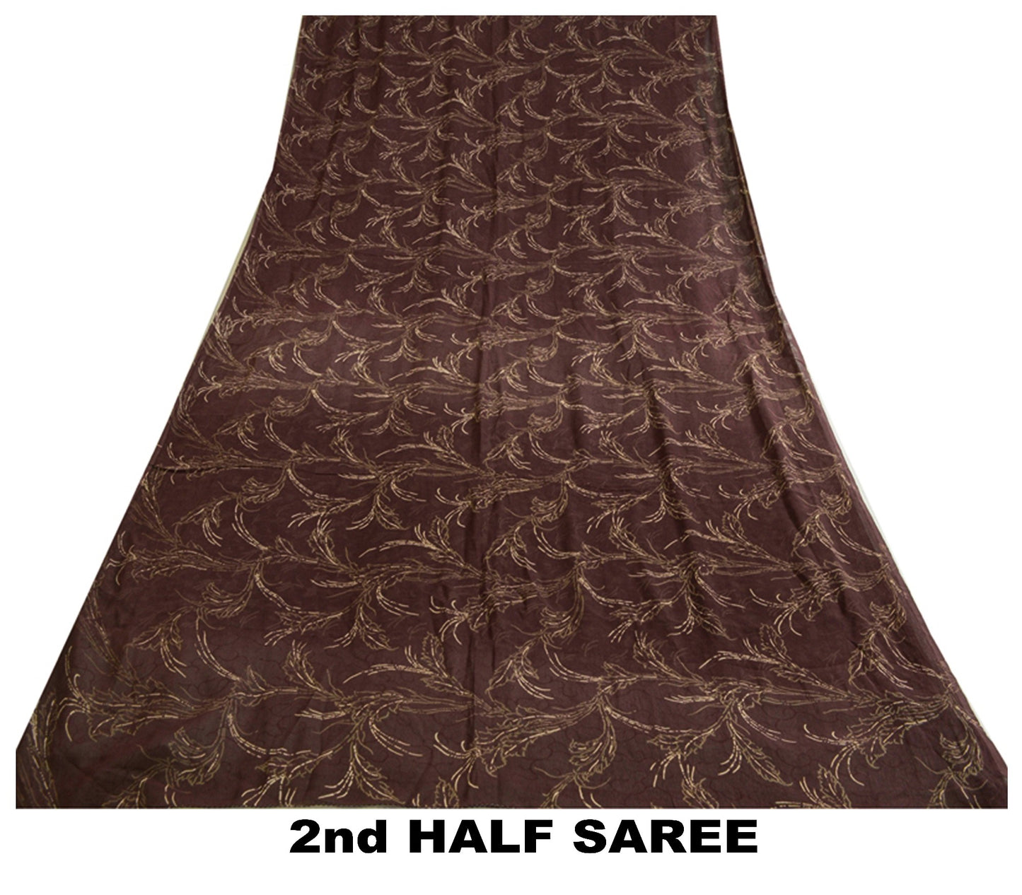 Sanskriti Vintage Sarees Indian Brown Pure Chiffon Silk Print Sari Craft Sustainable Fabric