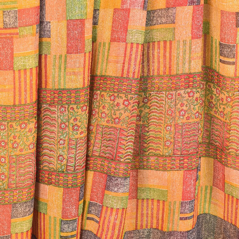Sanskriti Vintage Sarees Multi Pure Georgette Silk Printed Sari 5yd Craft Sustainable Fabric