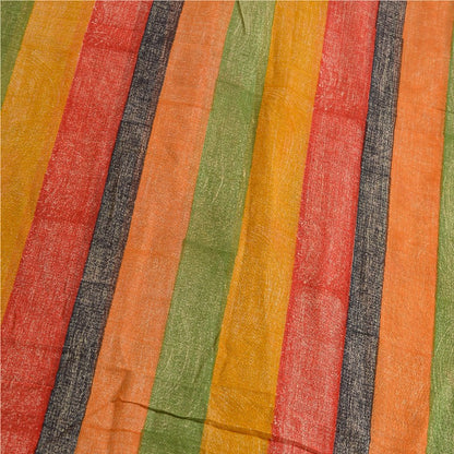 Sanskriti Vintage Sarees Multi Pure Georgette Silk Printed Sari 5yd Craft Sustainable Fabric