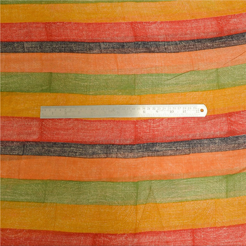 Sanskriti Vintage Sarees Multi Pure Georgette Silk Printed Sari 5yd Craft Sustainable Fabric