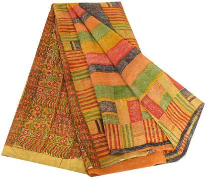 Sanskriti Vintage Sarees Multi Pure Georgette Silk Printed Sari 5yd Craft Sustainable Fabric