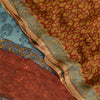 Sanskriti Vintage Saree Dark Red Pure Chiffon Silk Printed Sari Craft Fabric