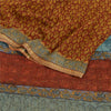 Sanskriti Vintage Saree Dark Red Pure Chiffon Silk Printed Sari Craft Fabric