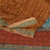Sanskriti Vintage Saree Dark Red Pure Chiffon Silk Printed Sari Craft Fabric