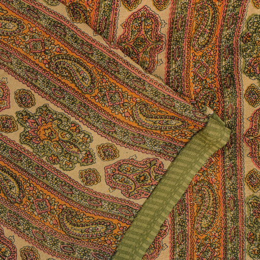 Sanskriti Vintage Sarees Multicolor Pure Georgette Floral Print Sari 5+yd Craft