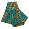 Sanskriti Vintage Sarees Blue/Brown Pure Georgette Silk Print Sari Craft Sustainable Fabric
