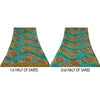 Sanskriti Vintage Sarees Blue/Brown Pure Georgette Silk Print Sari Craft Sustainable Fabric