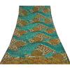 Sanskriti Vintage Sarees Blue/Brown Pure Georgette Silk Print Sari Craft Sustainable Fabric