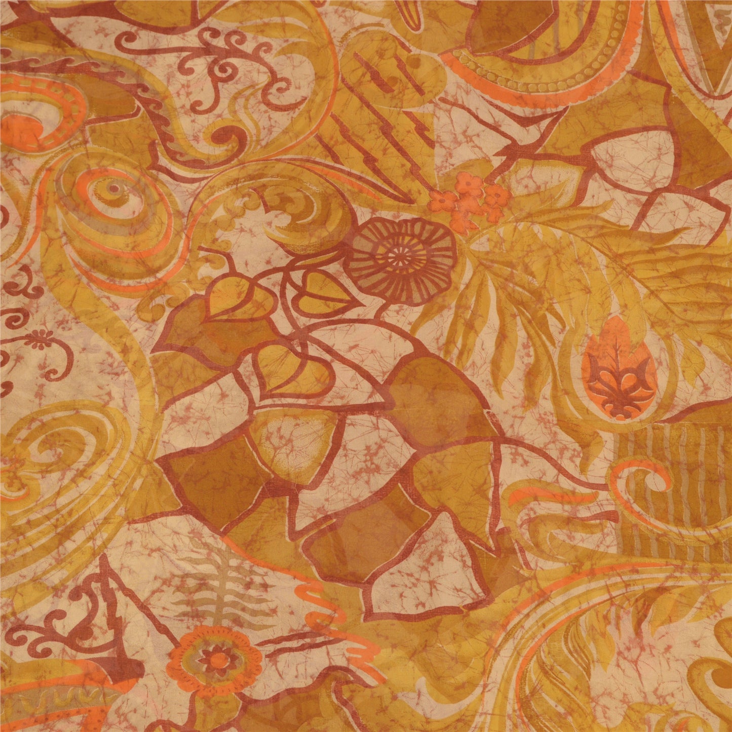 Sanskriti Vintage Sarees Indian Heena-Green Georgette Printed Sari Craft Sustainable Fabric