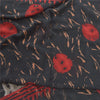 Sanskriti Vintage Sarees Black/Red Pure Georgette Silk Printed Sari Craft Sustainable Fabric