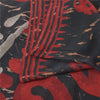 Sanskriti Vintage Sarees Black/Red Pure Georgette Silk Printed Sari Craft Sustainable Fabric