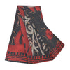 Sanskriti Vintage Sarees Black/Red Pure Georgette Silk Printed Sari Craft Sustainable Fabric