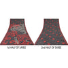 Sanskriti Vintage Sarees Black/Red Pure Georgette Silk Printed Sari Craft Sustainable Fabric