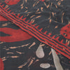 Sanskriti Vintage Sarees Black/Red Pure Georgette Silk Printed Sari Craft Sustainable Fabric