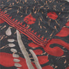 Sanskriti Vintage Sarees Black/Red Pure Georgette Silk Printed Sari Craft Sustainable Fabric