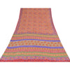 Sanskriti Vintage Sarees Peach 100% Pure Georgette Printed Sari 5yd Craft Sustainable Fabric