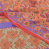 Sanskriti Vintage Sarees Peach 100% Pure Georgette Printed Sari 5yd Craft Sustainable Fabric