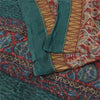 Sanskriti Vintage Sarees Green/Blue Blend Georgette Printed Sari 5yd CraftSustainable Fabric