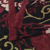 Sanskriti Vintage Sarees Red/Black Pure Georgette Silk Printed Sari 5yd Sustainable Fabric