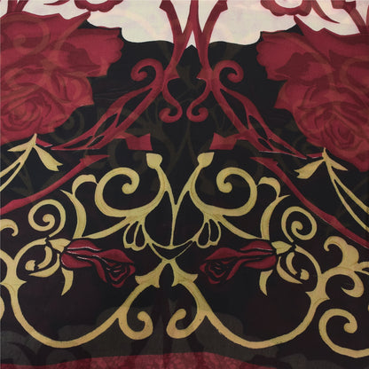 Sanskriti Vintage Sarees Red/Black Pure Georgette Silk Printed Sari 5yd Sustainable Fabric