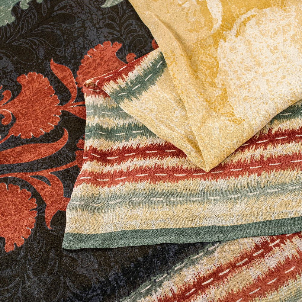 Sanskriti Vintage Sarier Beige Ren Georgette Silke Trykt Sari 5yd Håndværk Bæredygtigt Stoff