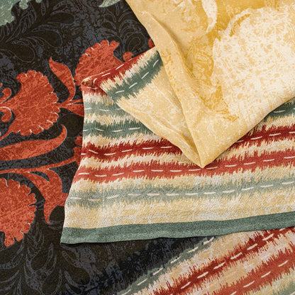 Sanskriti Vintage Sarier Beige Ren Georgette Silke Trykt Sari 5yd Håndværk Bæredygtigt Stoff