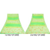 Sanskriti Vintage Sarees Green Pure Georgette Silk Printed Sari 5yd Craft Sustainable Fabric