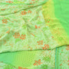 Sanskriti Vintage Sarees Green Pure Georgette Silk Printed Sari 5yd Craft Sustainable Fabric