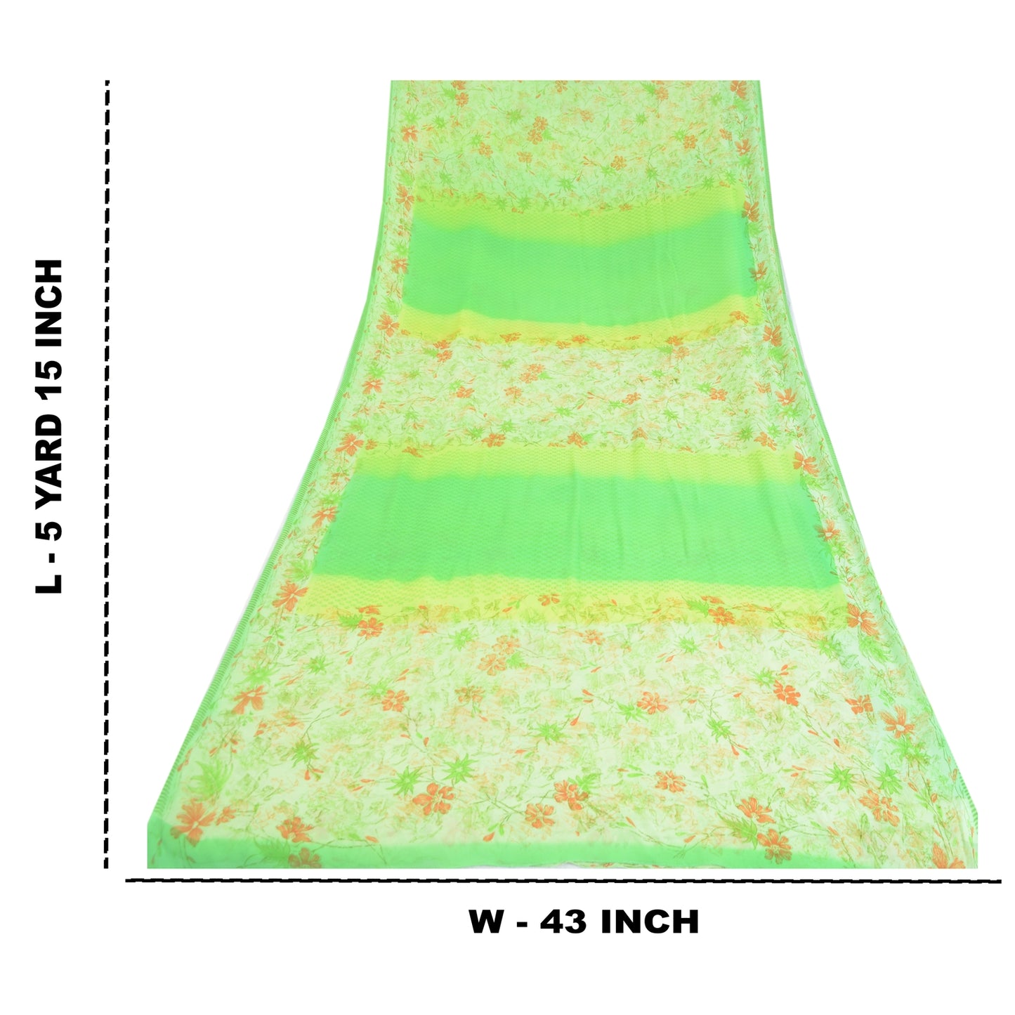 Sanskriti Vintage Sarees Green Pure Georgette Silk Printed Sari 5yd Craft Sustainable Fabric